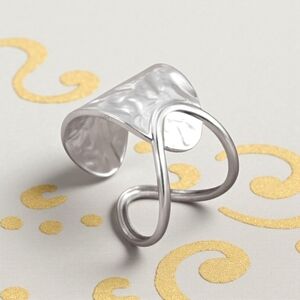 Minimalist Statement Ring 18K White Gold Plated Stainless Steel Adjustable